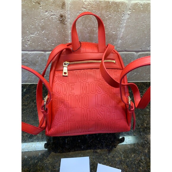 Love Moschino Vegan Red Mini Backpack NWOT - Picture 6 of 10